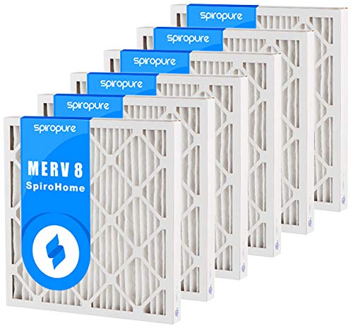 SpiroPure 9.25x9.25x2 Inch MERV 8 Pleated Air Filters for HVAC Systems - 6 Pack, Made in USA - Ideal for Home, Office, and Commercial Use