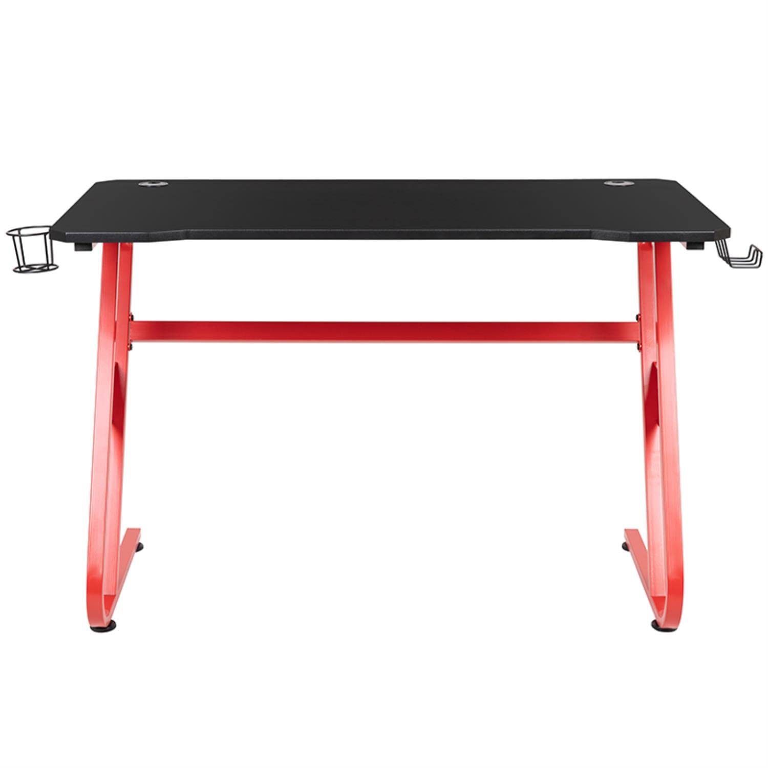 Flash Furniture Fisher Red Gaming Ergonomic Desk with Cup Holder & Headphone Hook - Perfect for Home Office, Gaming Setup & Small Spaces
