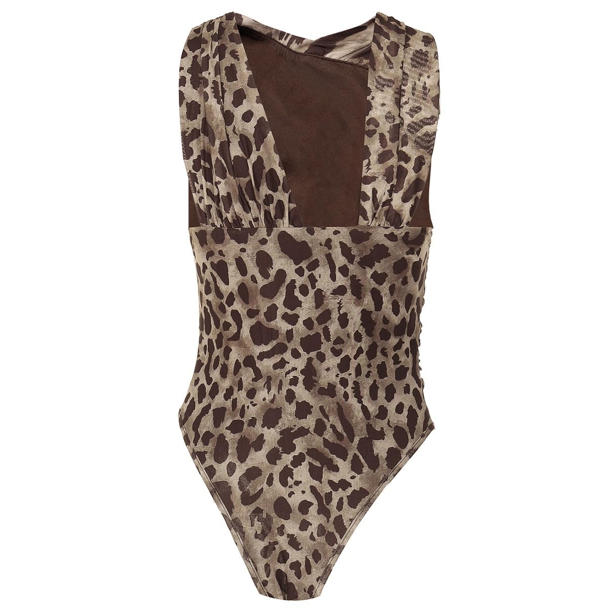 Women's Sleeveless Cheetah Print Halter Top - Stretchy Ruched Mesh Leopard Bodysuit for Streetwear & Night Out | Sexy Clubwear, Party Outfit, Summer Fashion