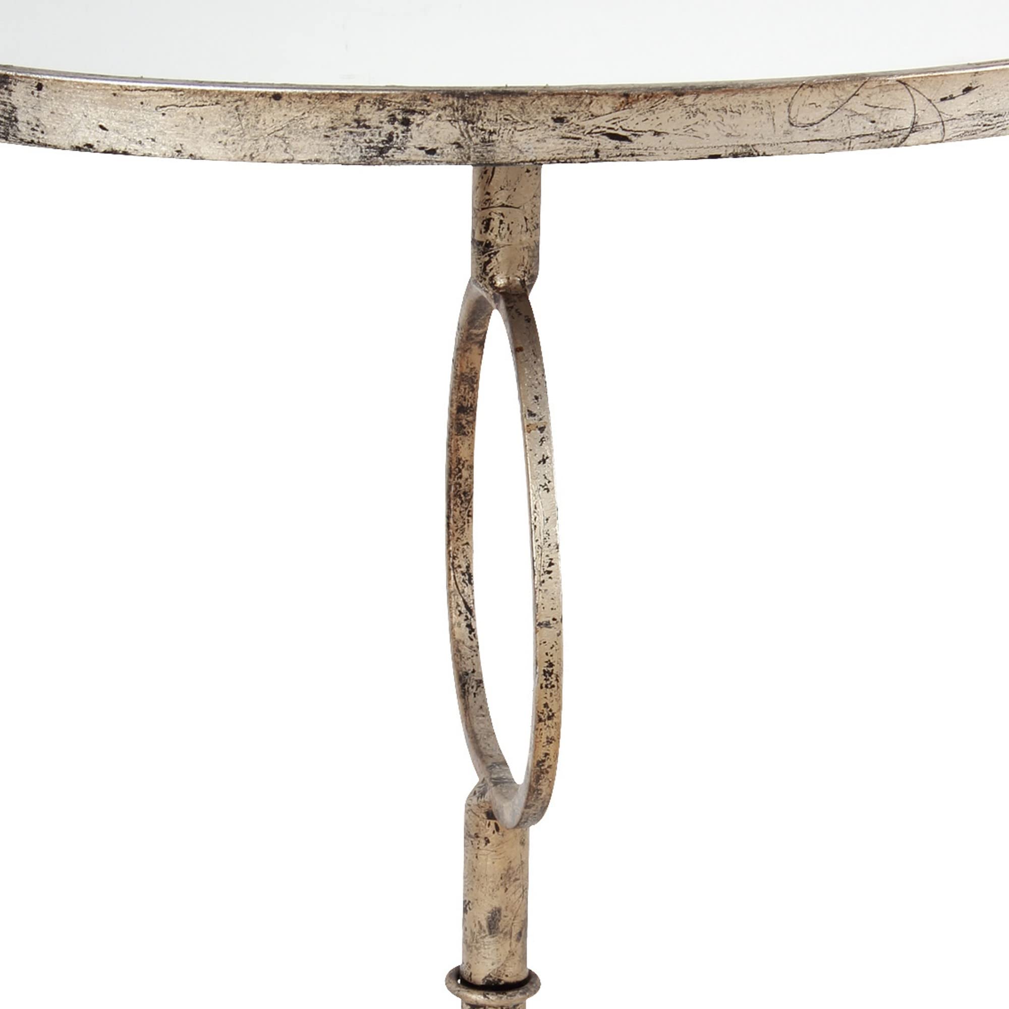 Benjara 28 Inch Round Accent Table with Mirror Top & Gold Metal Base - Perfect for Living Room, Bedroom, or Entryway Decor
