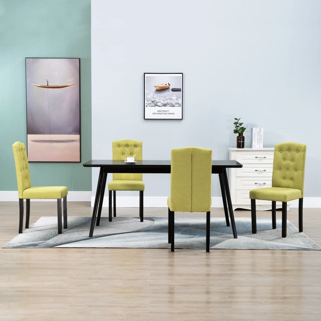 Stylish Green Fabric Dining Chairs Set of 4 - Modern Bistro Cafe Side Chairs for Kitchen, Patio, and Dining Room - Perfect for Indoor and Outdoor Entertaining