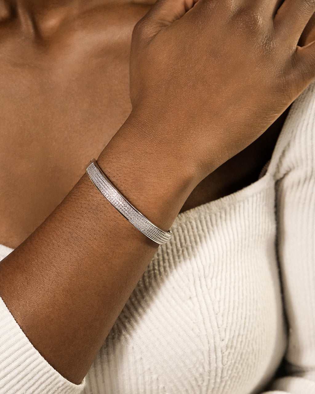 Nessa CZ Bangle Bracelet for Women - Elegant Cubic Zirconia CZ Bracelet - Perfect for Parties, Weddings & Everyday Wear
