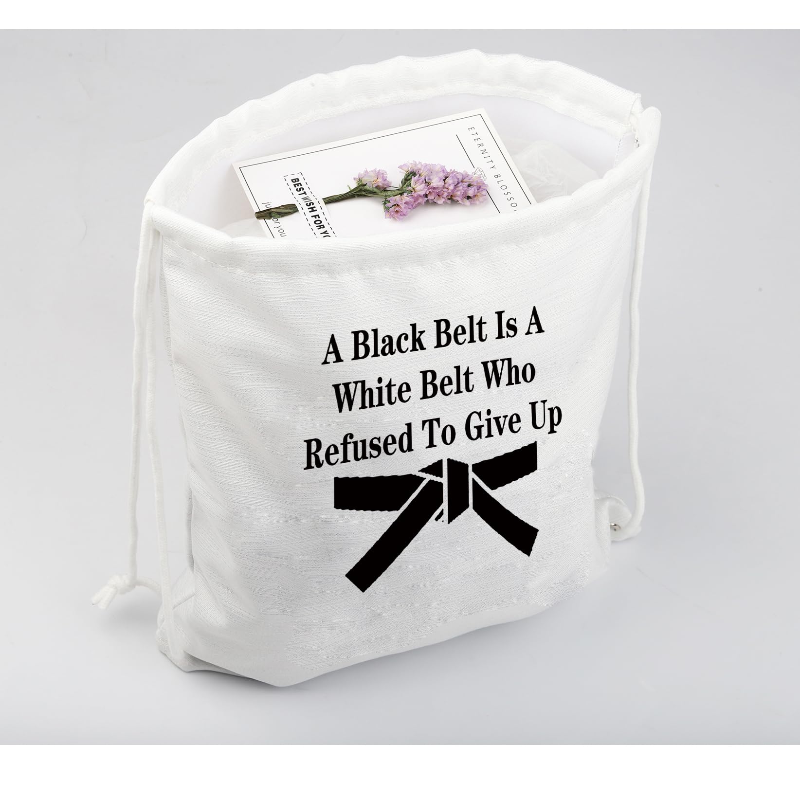 JYTAPP Martial Arts Drawstring Backpack - Durable Taekwondo, Karate & Jiu Jitsu Gym Bag - Perfect for Black Belt Gifts, Training & Fitness - Lightweight Beige Sports Sack for Dojo, Competition & Travel