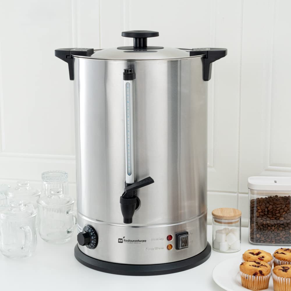 Restaurantware Restpresso 5 Gallon Commercial Coffee Dispenser - 120V/1000W Stainless Steel Coffee Urn with Adjustable Thermostat & No-Drip Spigot, Serves 128 Cups - Perfect for Catering, Events, Offices & Large Gatherings
