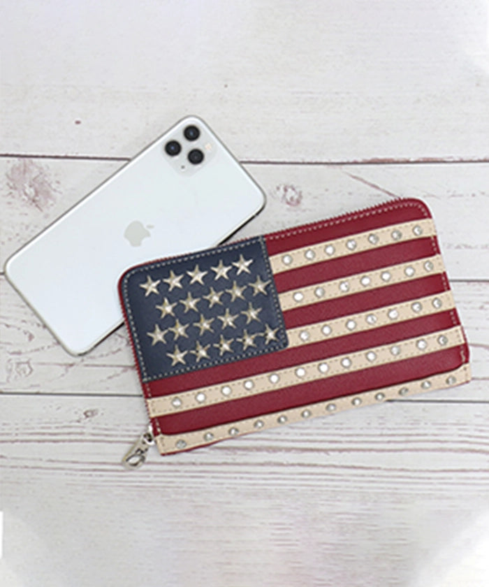 Montana West American Pride Patriotic Wallet for Women - Genuine Leather Bifold Wallet with RFID Protection - Perfect for Everyday Use, Travel & Gift Giving