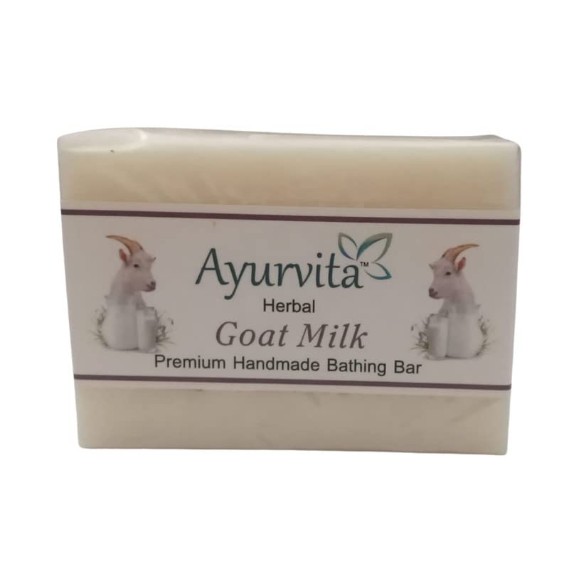 Ayurvita Herbal Goat Milk Soap - 100% Natural Handmade Bath Bar for Dry & Sensitive Skin (3 Pack, 125g Each) - Perfect for Daily Cleansing, Gift Sets & Spa Relaxation