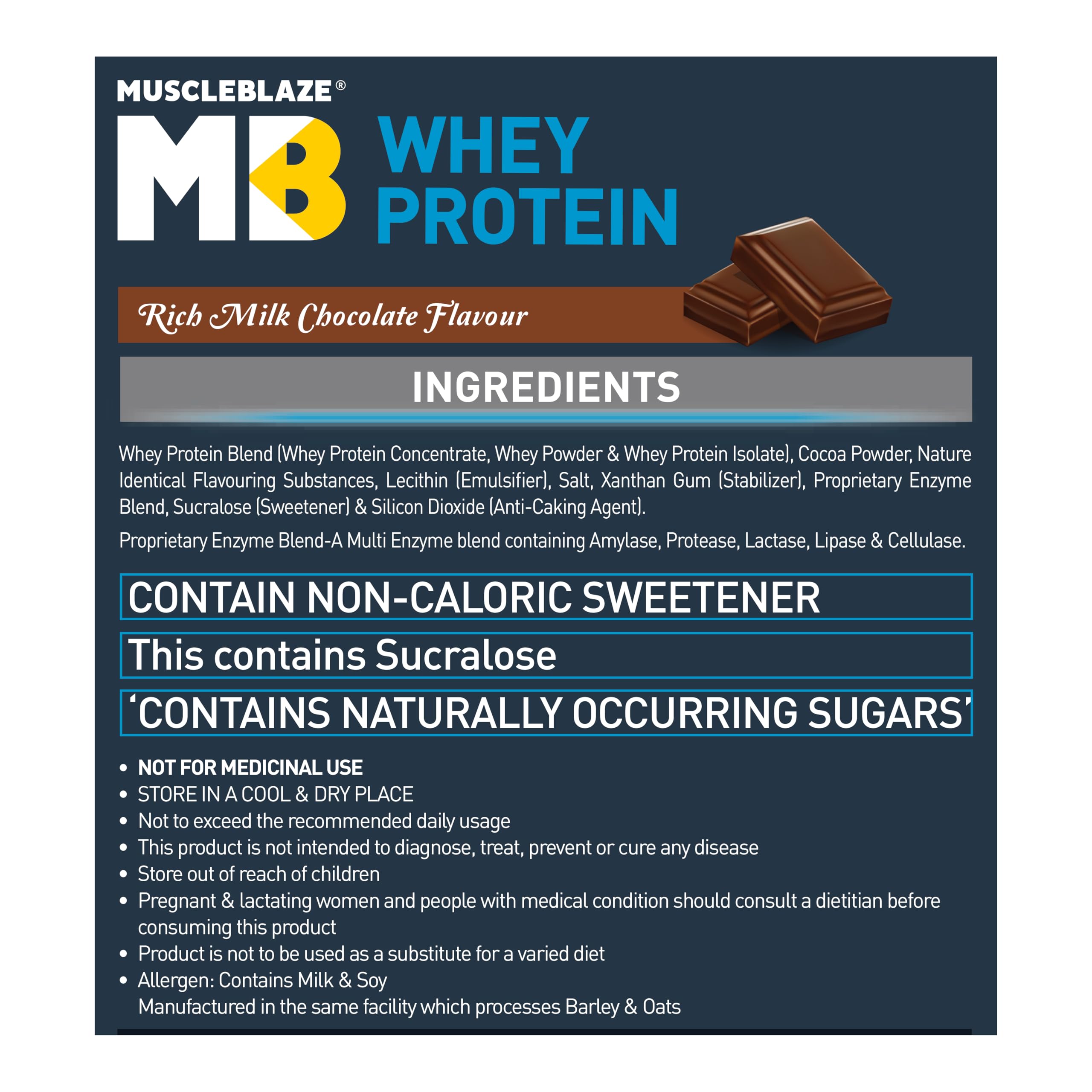 MuscleBlaze 100% Whey Protein Powder - Ultra Premium Blend with Whey Protein Concentrate & Isolate, 25g Protein per Scoop, Rich Milk Chocolate Flavor (1kg / 2.2lb) - Perfect for Post-Workout Recovery, Muscle Building & Weight Management