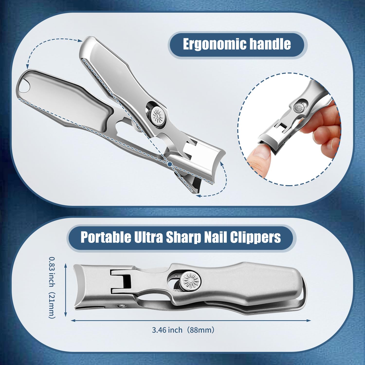 2025 Upgraded Ultra Sharp German Stainless Steel Nail Clippers for Thick Nails - Professional Manicure Set with Nail File for Men, Women & Seniors (Silver) | Perfect for Home, Travel & Salon Use