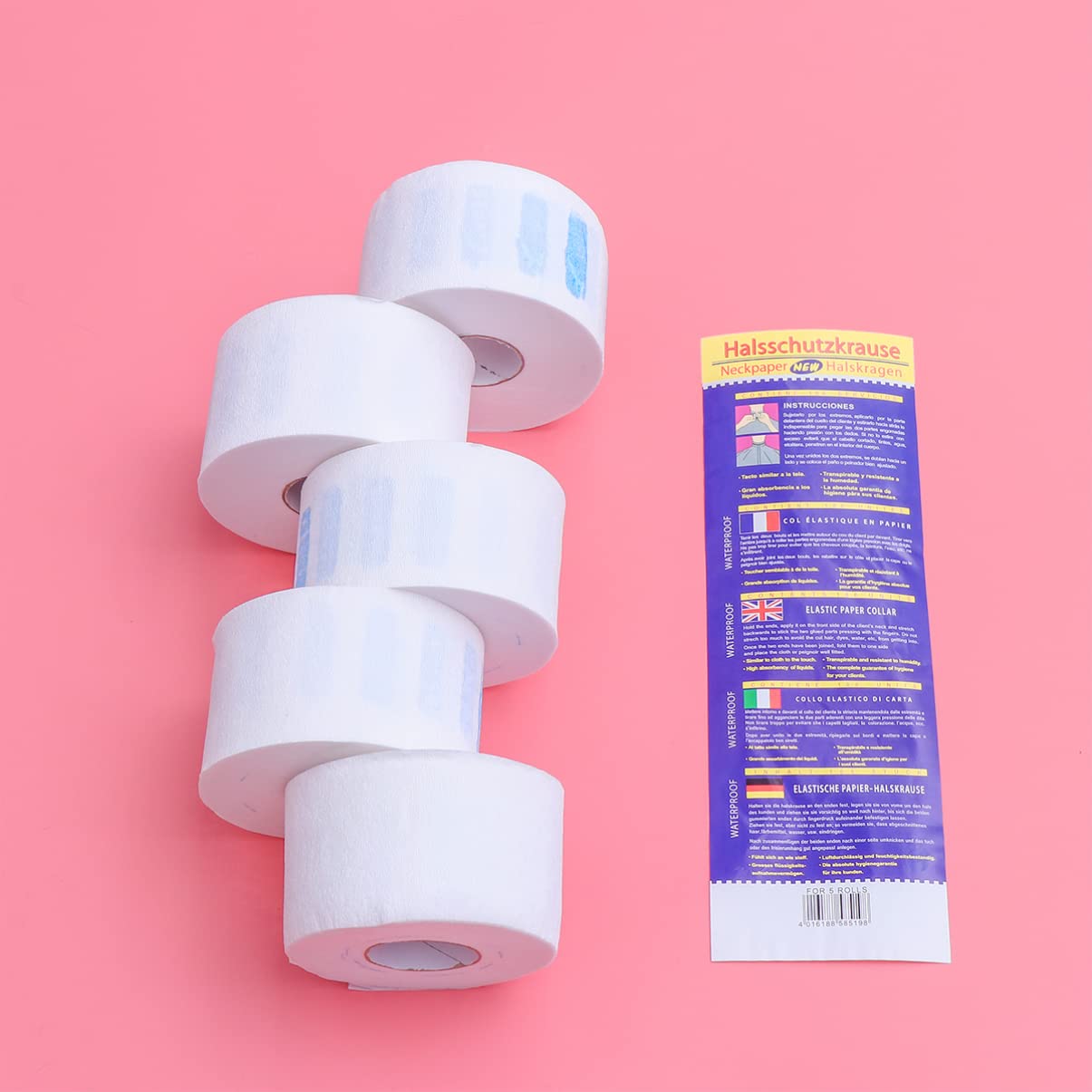 Minkissy 5 Rolls Disposable Barber Neck Strips - White Collar Paper for Hairdressing, Hair Cutting & Neck Protection | Salon, Barber Shop & Home Use Accessories