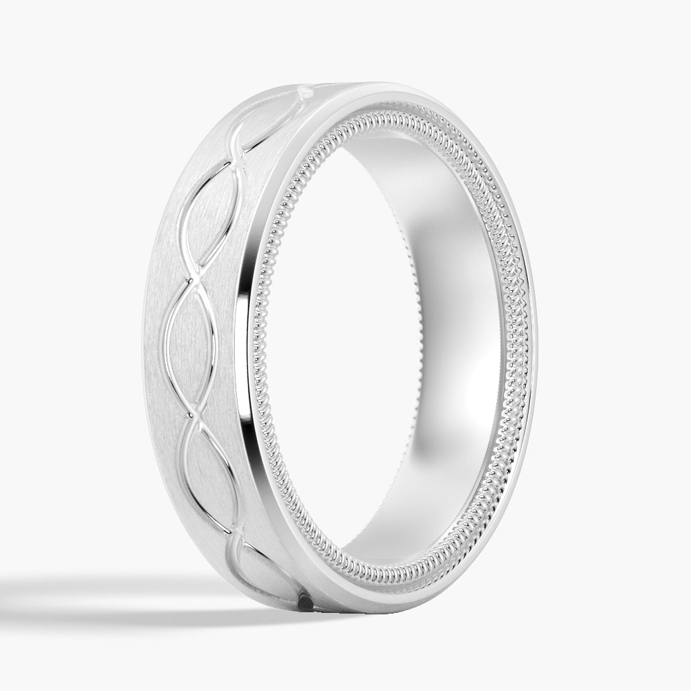 7.5mm Two Tone Matte Finish Infinity Design Men's Wedding Band Ring - Perfect for Engagement, Anniversary & Everyday Wear
