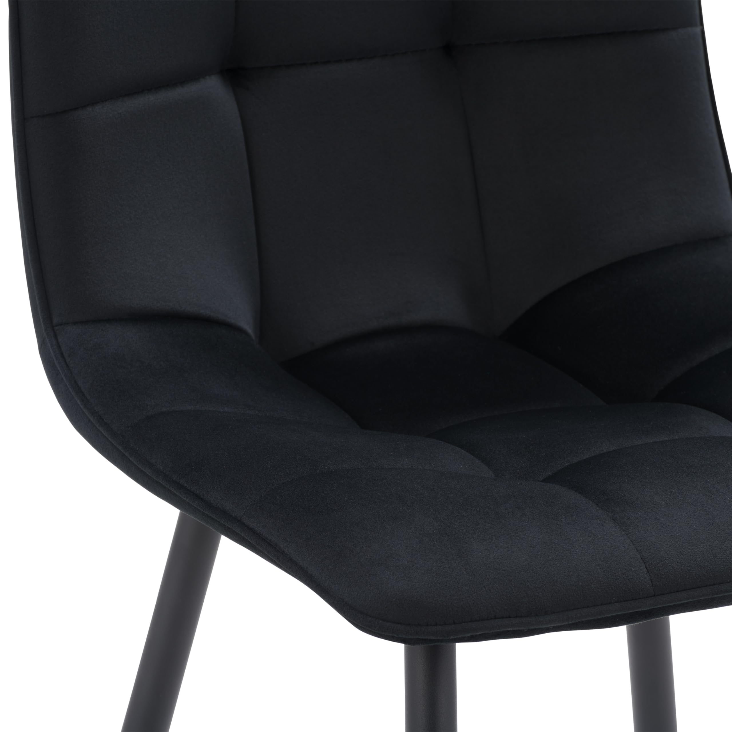 CorLiving Nash Black Velvet Upholstered Dining Chairs with Sturdy Metal Legs - Set of 2 Modern Kitchen Chairs for Dining Room, Restaurant & Home Decor