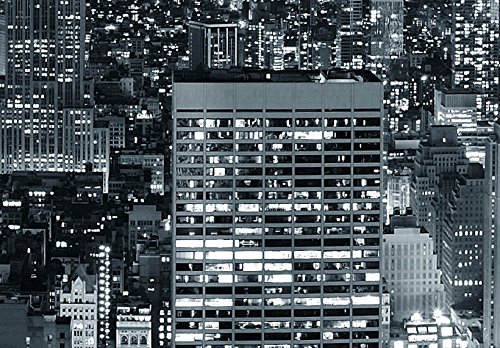 Artgeist Textured Canvas Wall Art - New York City Skyline Panorama Night View 53x18 in Framed Modern Painting for Living Room, Bedroom & Office Decor