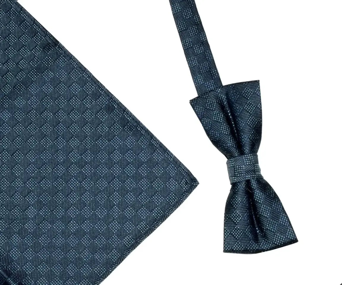 LA Smith Teal Silk Slim Bow Tie & Pocket Square Set – Elegant Formal Accessories for Weddings, Prom & Business Events