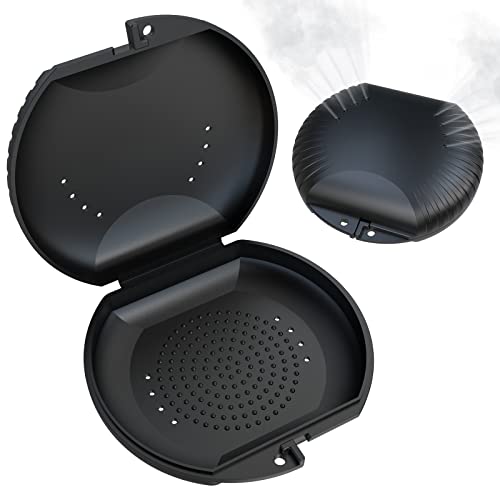 BVN Retainer Case with Vent Holes - Slim Orthodontic Storage Holder for Teeth Aligners, Braces, Mouth Guards, Dentures & Night Guards | Perfect for Travel, School & Daily Use (Black)