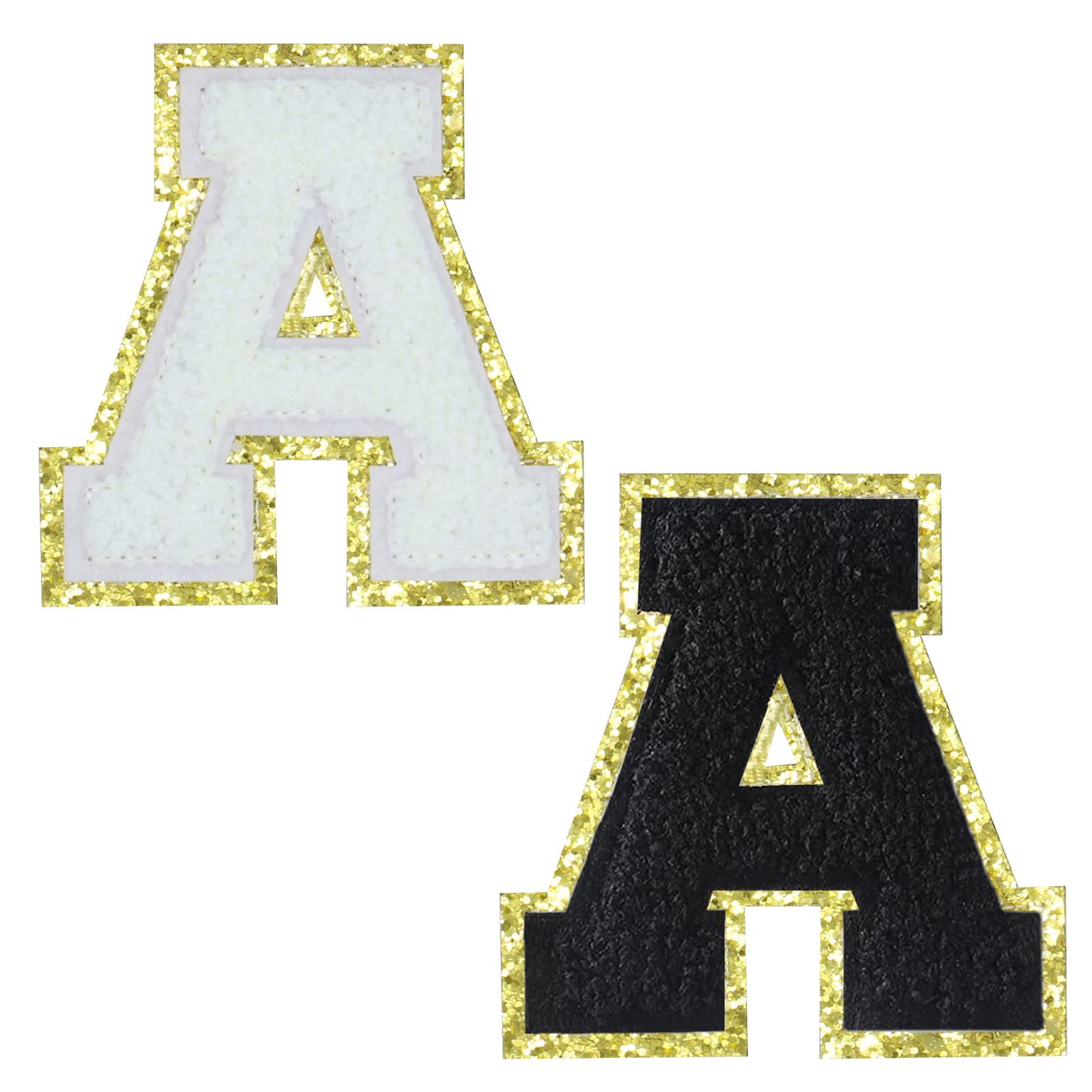 Qeuly 2 Pack 3 Inch Chenille Iron-On & Sew-On Alphabet Letter Patches A-Z for Jackets, Varsity Team Uniforms, Costumes, Backpacks - Perfect for DIY Customization, School Spirit, and Sports Team Apparel (Letter A)