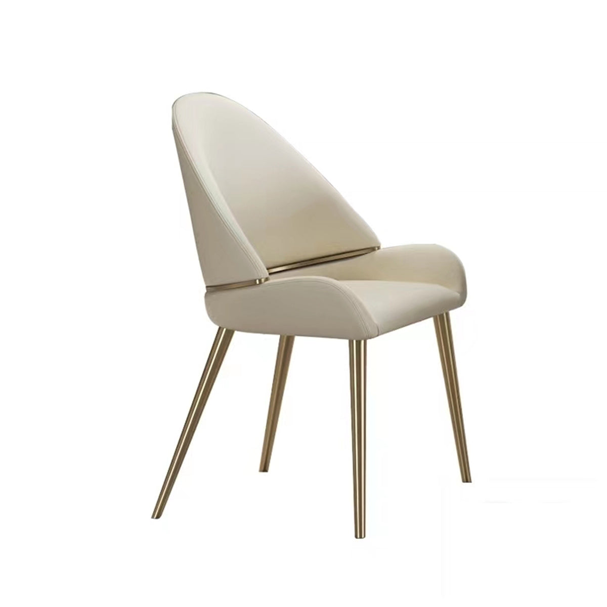 Modern PU Leather Dining Chairs Set of 2 - Beige Upholstered Seats with Sturdy Metal Legs for Kitchen, Dining Room, and Office Use