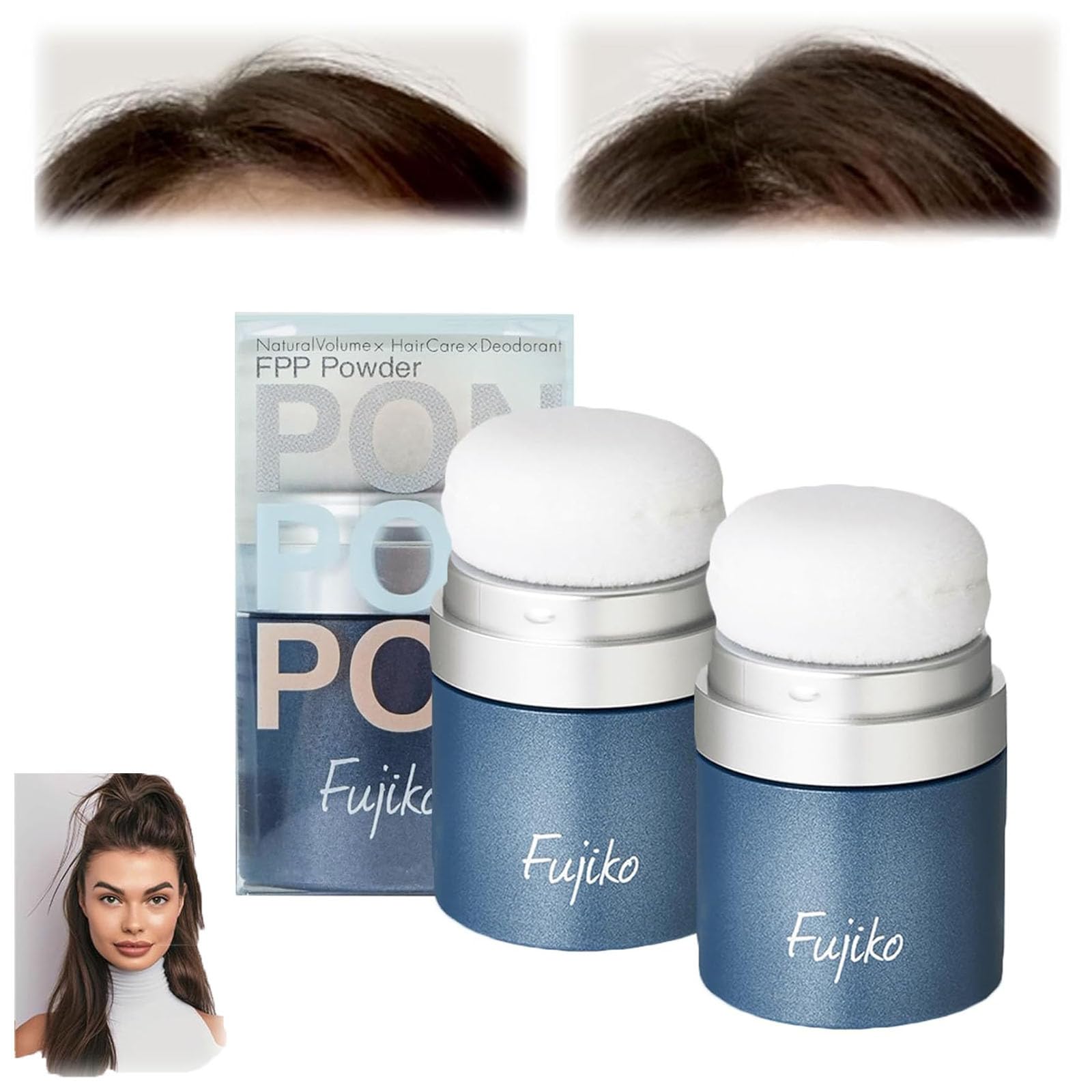 Fuj Iko Dry Shampoo Powder for Dark Hair - No Wash Volumizing Hair Powder, Instant Oil Absorbing & Fluffy Texture (2 Pack) - Perfect for Travel, Gym & Quick Hair Refresh