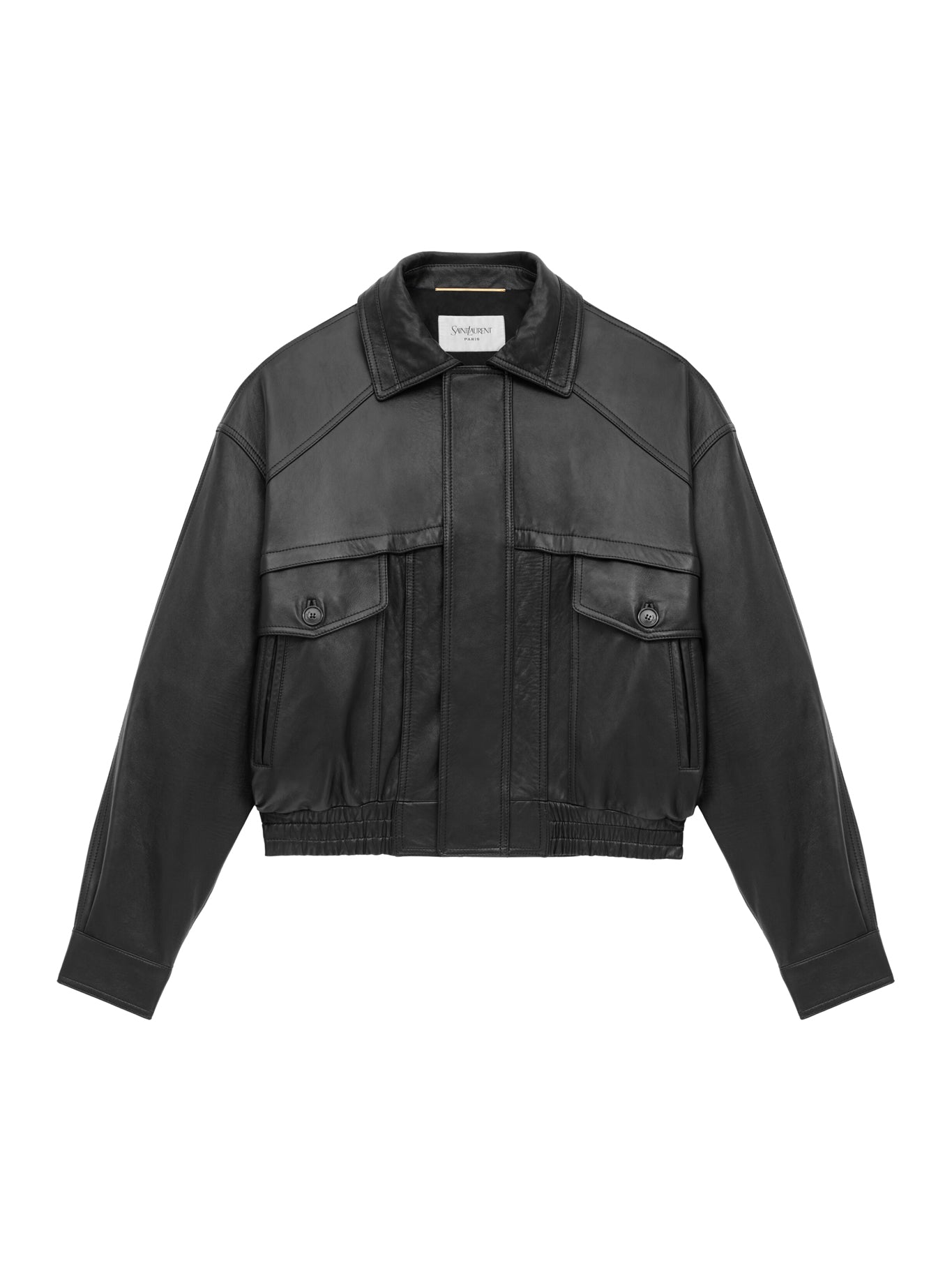 Saint Laurent Lambskin Bomber Jacket - Black (827459YCQT2 1000NOIR) | Luxury Leather Jacket for Men | Perfect for Casual Outings & Night Events