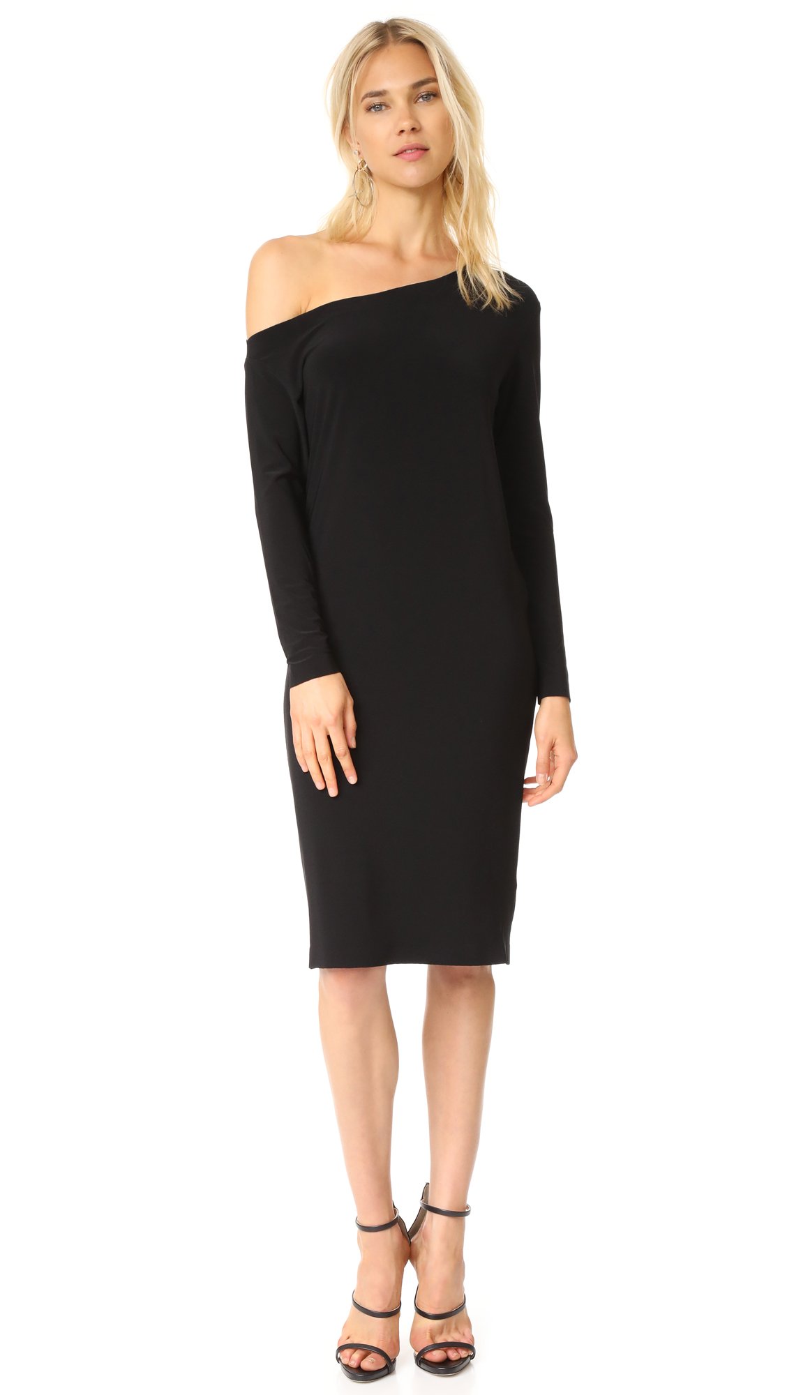 Norma Kamali Women's Long Sleeve Drop Shoulder Dress - Oversized Fit, Elegant & Comfortable for Casual Wear, Office, Date Night & Special Occasions