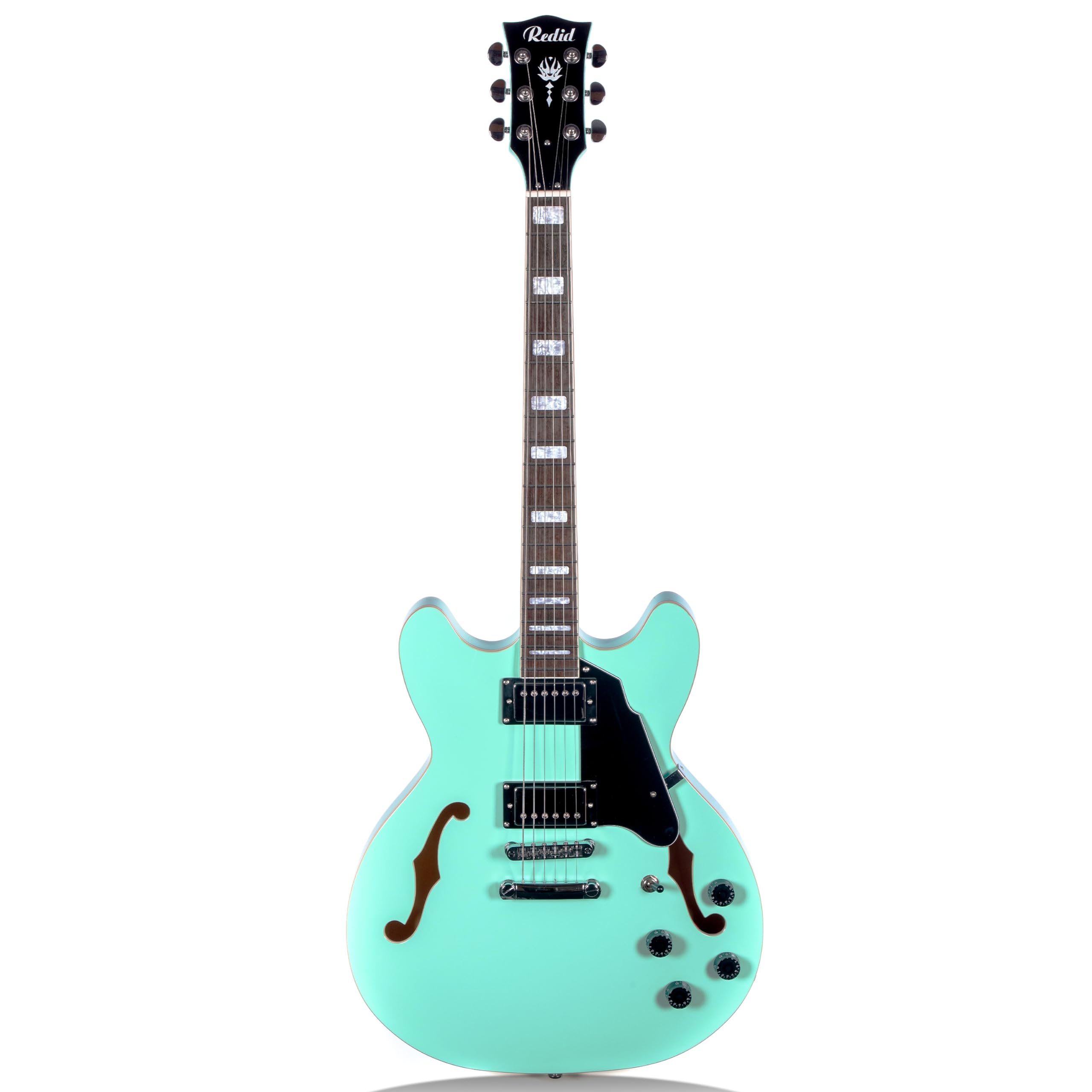 RD-100 Semi-Hollow Body Electric Jazz Guitar with F-Hole, Maple Neck & Humbucker Pickups - Green Finish | Perfect for Stage Performances, Studio Recording & Jazz Ensembles