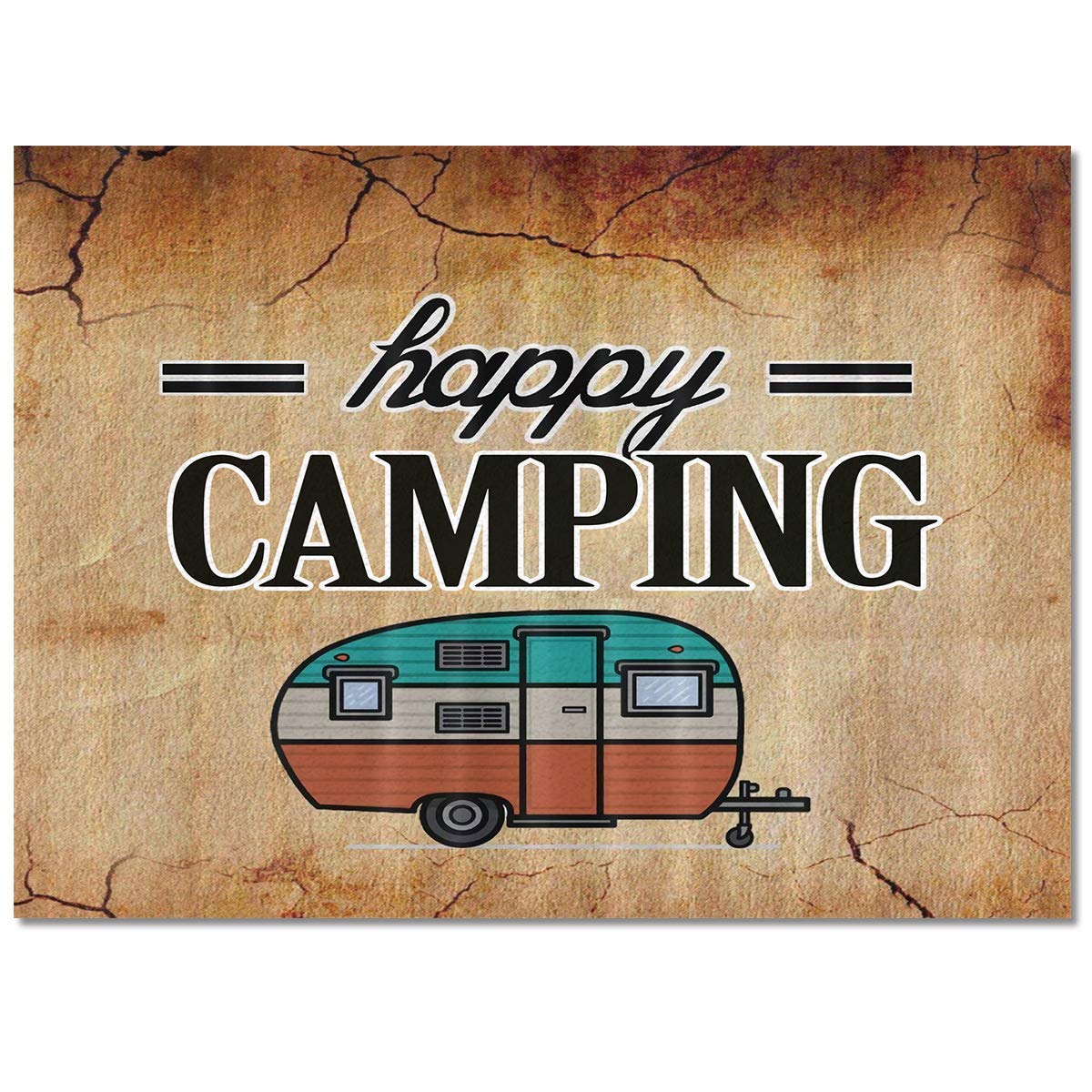 Non-Slip Vintage Retro Cartoon Camping Car Indoor Area Rug - Soft Washable 2x3 Feet Rectangular Floor Mat for Living Room, Bedroom, Hallway Decor | Perfect for Kids' Rooms, Dormitories & Cozy Home Spaces