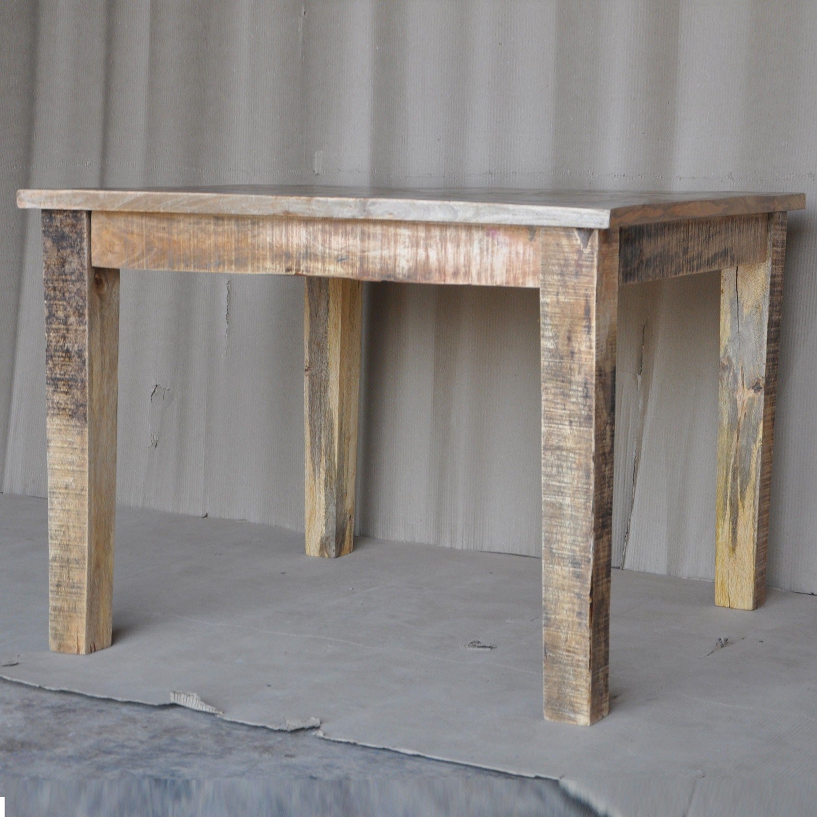 Reclaimed Wood & Mango Wood Square Dining Table - 4 to 8 Seater - Natural Finish - 90cm to 100cm - Perfect for Farmhouse, Rustic & Modern Dining Rooms