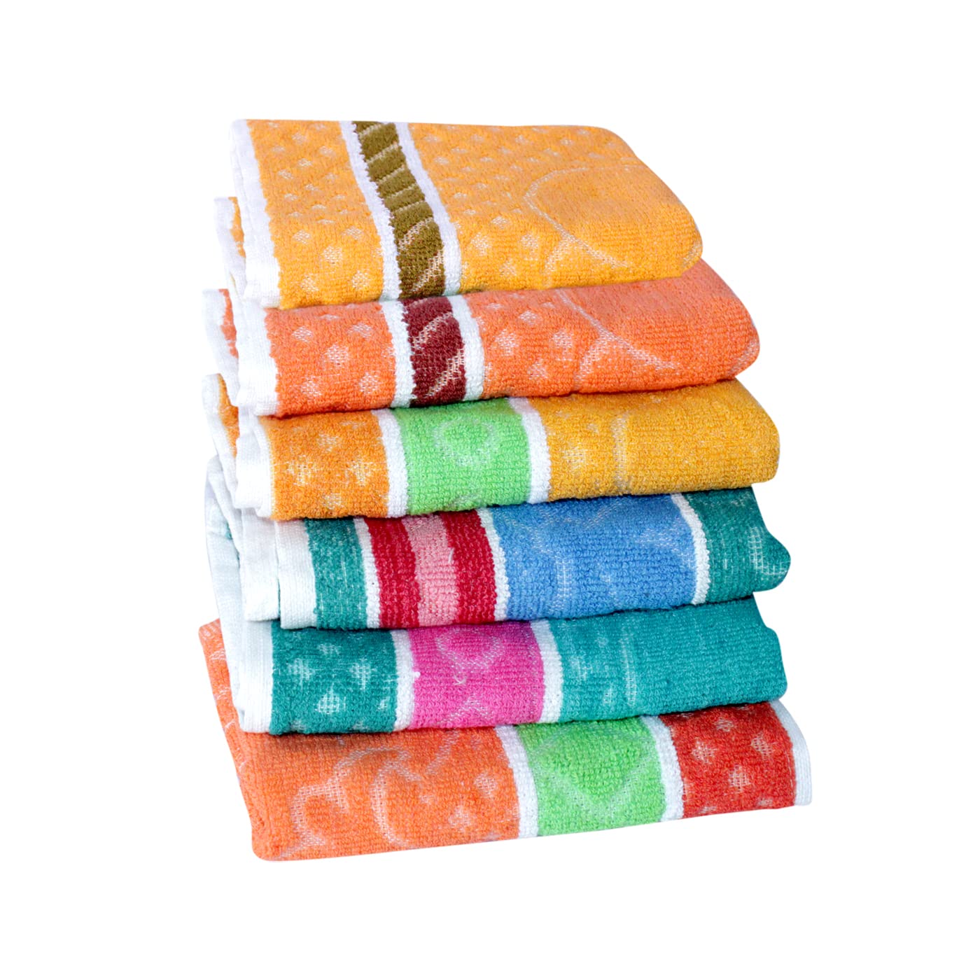 Premium High Absorbent Hand & Face Towels - 6 Pack, Soft & Quick-Drying, Multi-Color Set for Bathroom, Gym, Travel & Baby Care