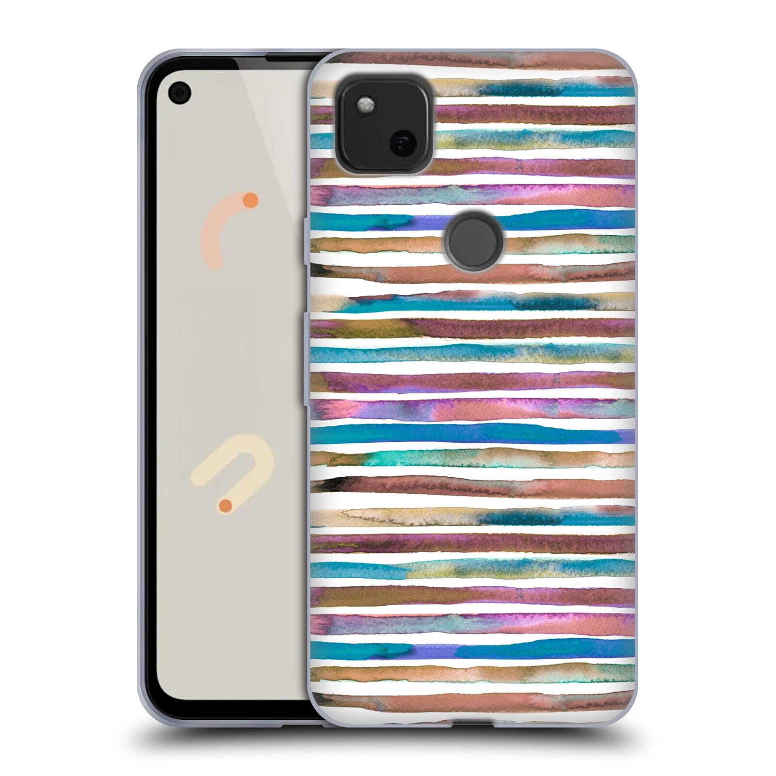 Google Pixel 4a Case - Ninola Watercolor Blue Purple Stripes Soft Gel Cover for Everyday Protection