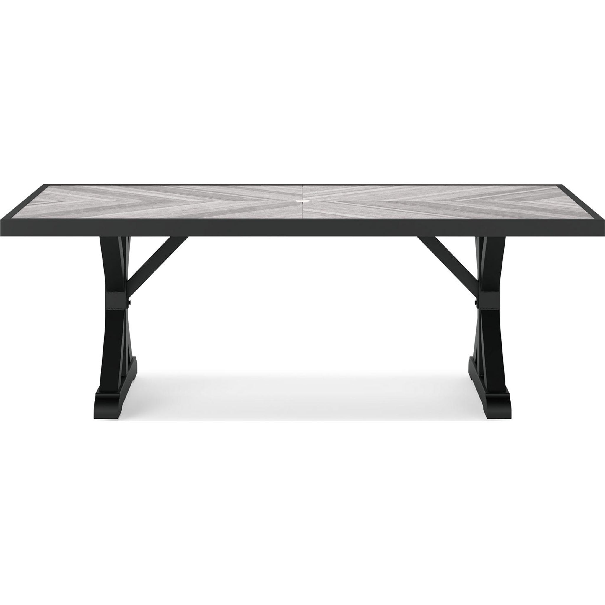 Beachcroft Outdoor Rectangle Dining Table - Waterproof & Rust-Resistant, Black/Light Gray - Perfect for Patio, Garden, and Backyard Dining