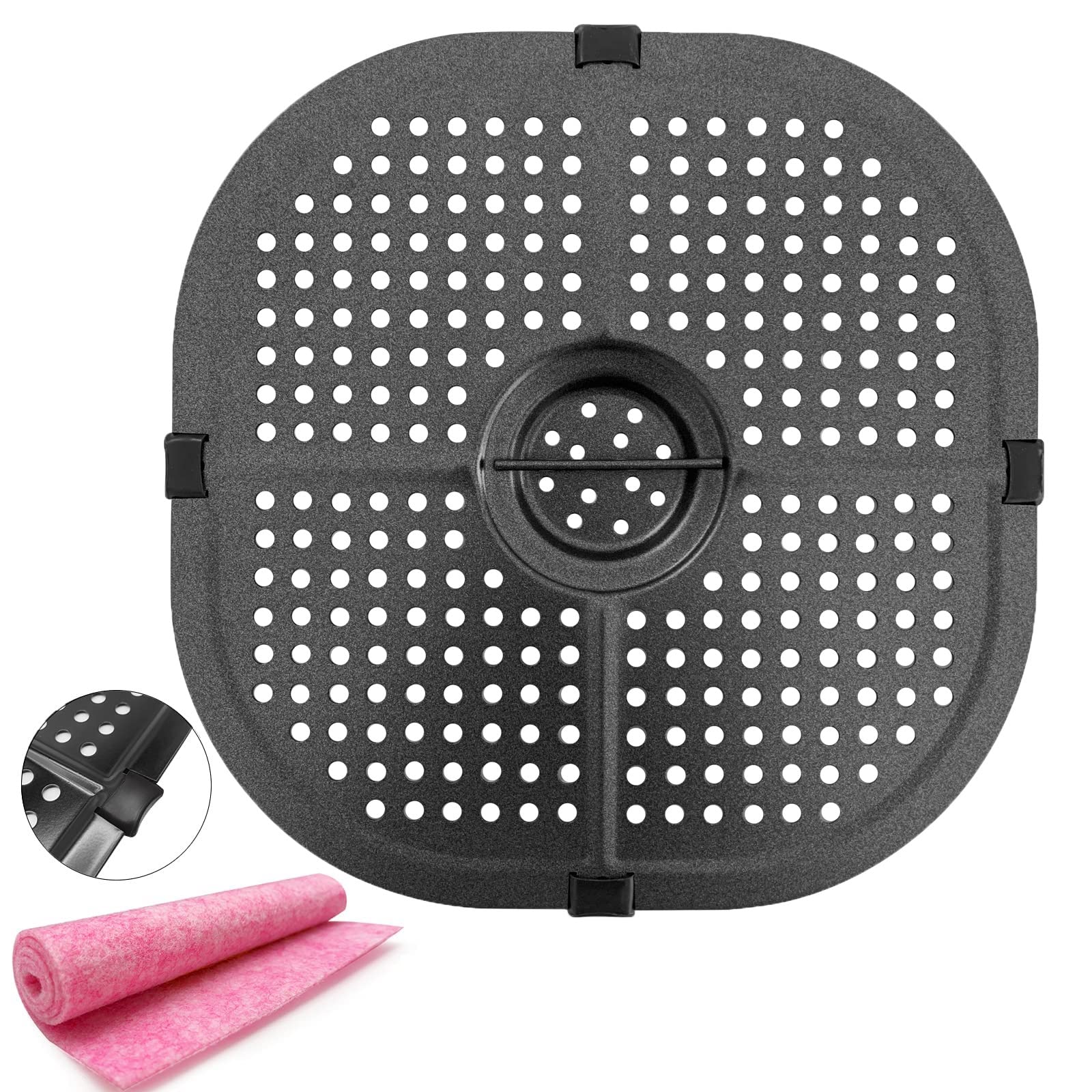 Premium 9.09IN Square Air Fryer Grill Crisper Plate for COSORI 5QT Air Fryers - Non-Stick Replacement Tray & Accessories Rack, Dishwasher Safe - Perfect for Healthy Cooking, Crispy Snacks & Family Meals