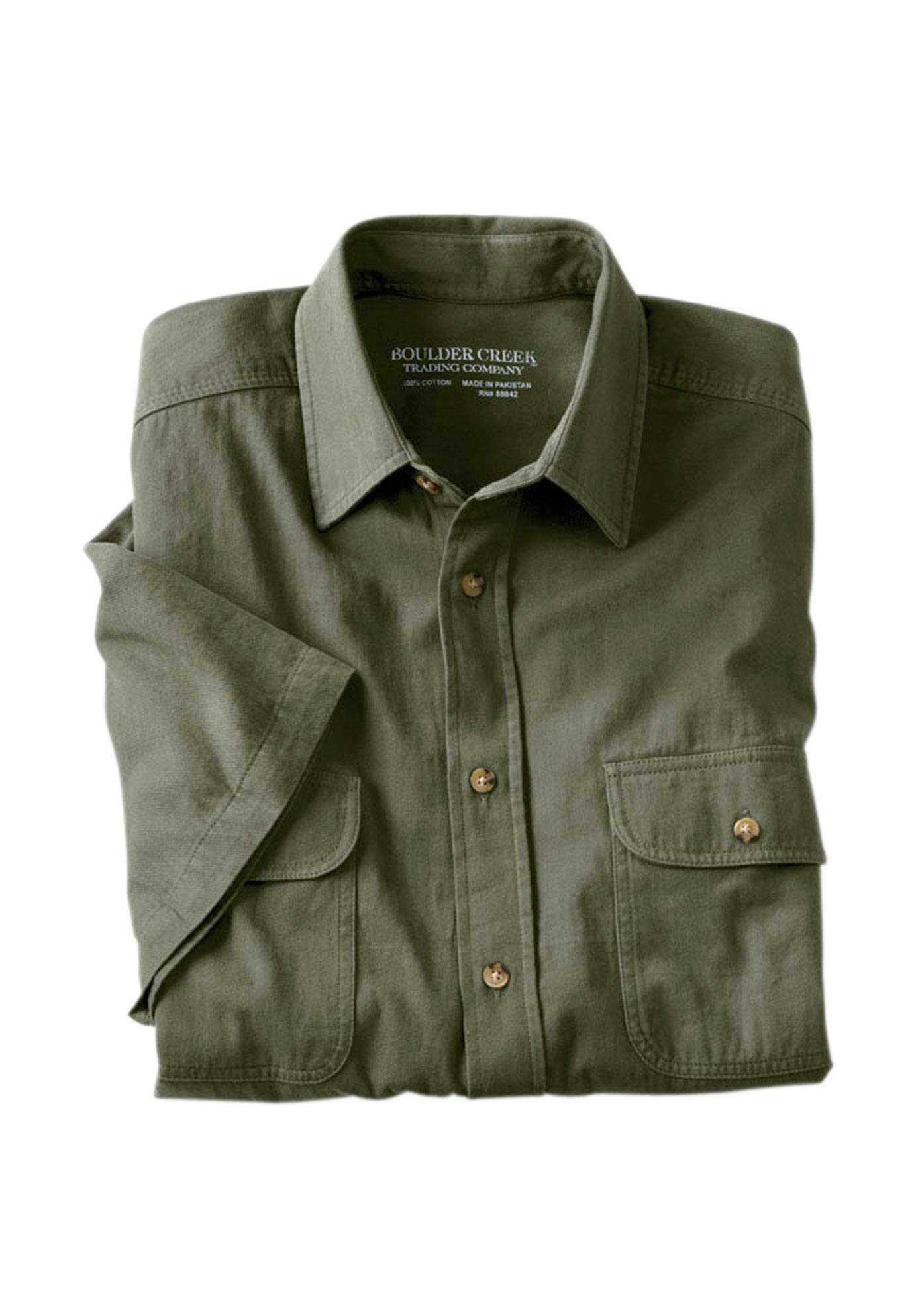 Boulder Creek by Kingsize Men's Big & Tall Long Sleeve Denim & Twill Shirt - Comfortable Casual Button Down for Work, Outdoor & Everyday Wear