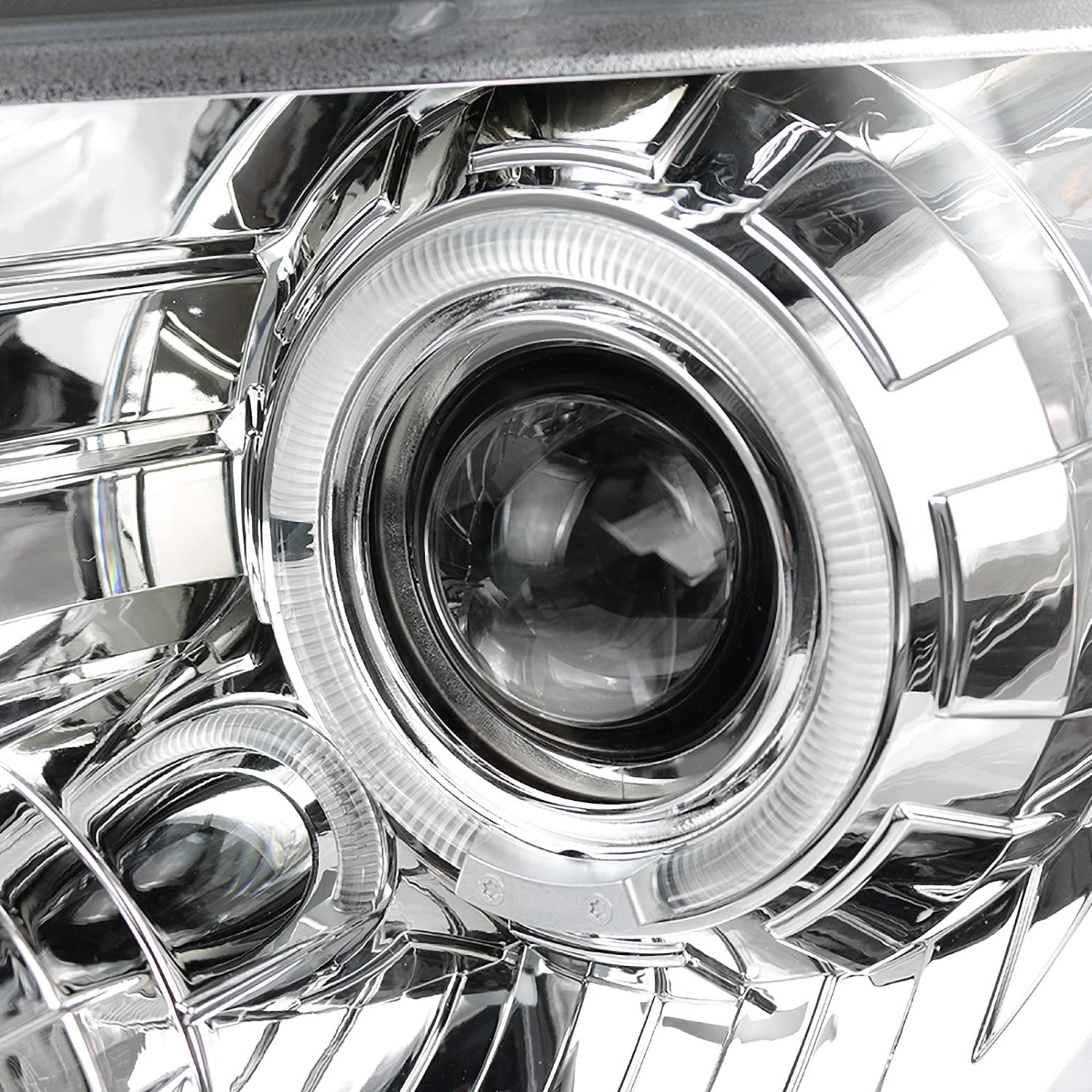 Spec-D Tuning Dual Halo Projector Headlights with Clear Full LED Tail Lights - Compatible with 2009-2012 Ford F150 (Left & Right Pair) - Headlamp Assembly for Enhanced Night Visibility & Stylish Look