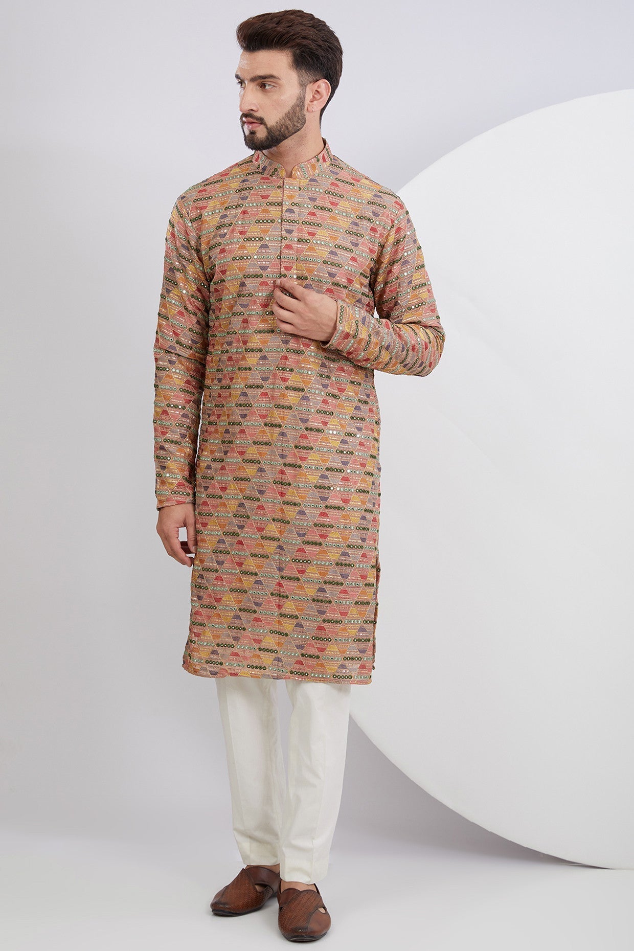 Stylish Mud Pink Embroidered Kurta for Women - Traditional Indian Tunic Top for Casual Wear & Festive Occasions
