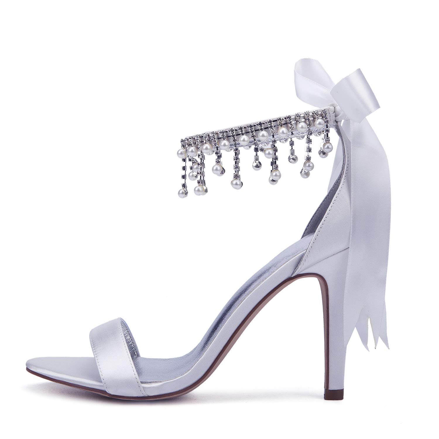 SAXTZDS Women's Wedding Sandals with Ankle Strap & Ribbon Tie - Elegant Bridal Shoes for Bride, Bridesmaid, Prom & Evening Party | Perfect for Beach Weddings, Formal Events & Special Occasions