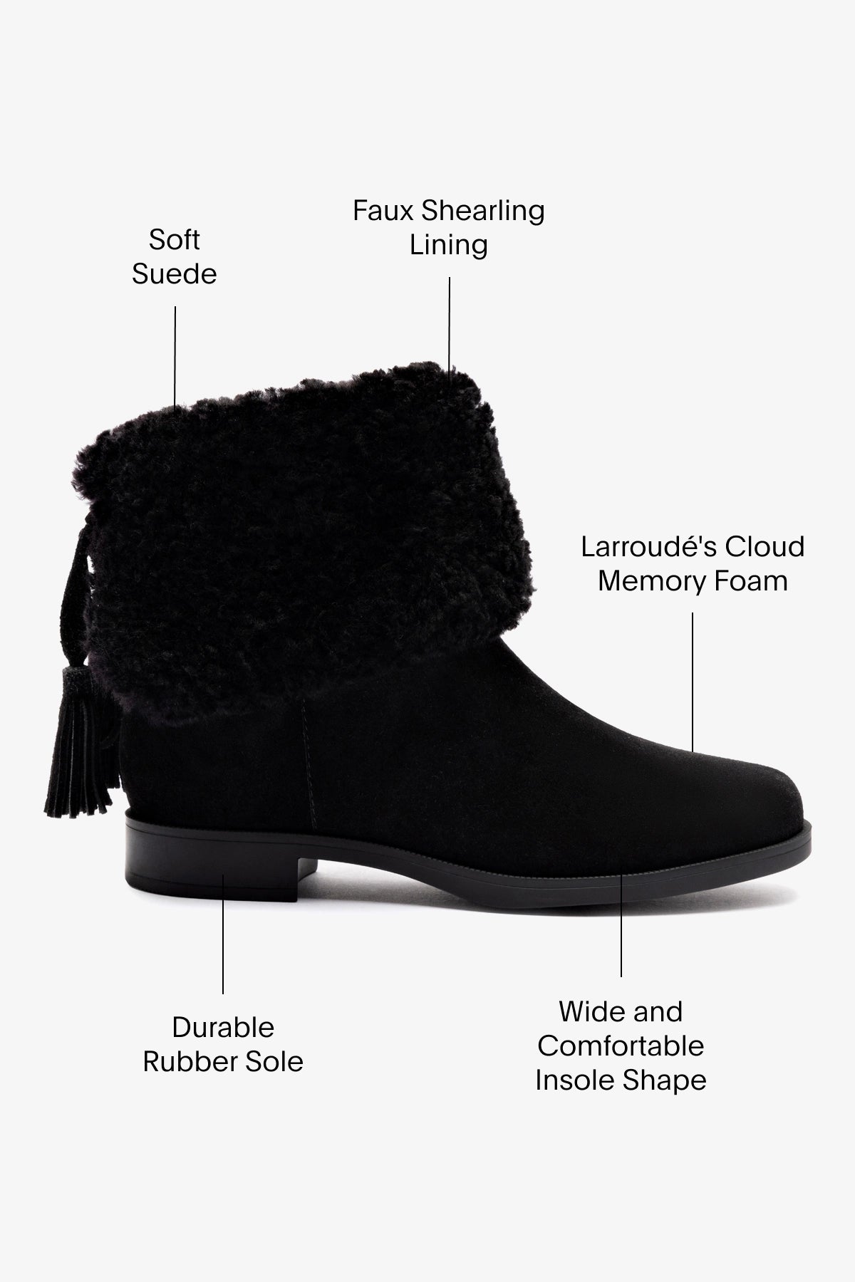Verbier Bootie in Black Suede & Shearling - Women's Winter Ankle Boots for Casual Outings & Cold Weather Fashion