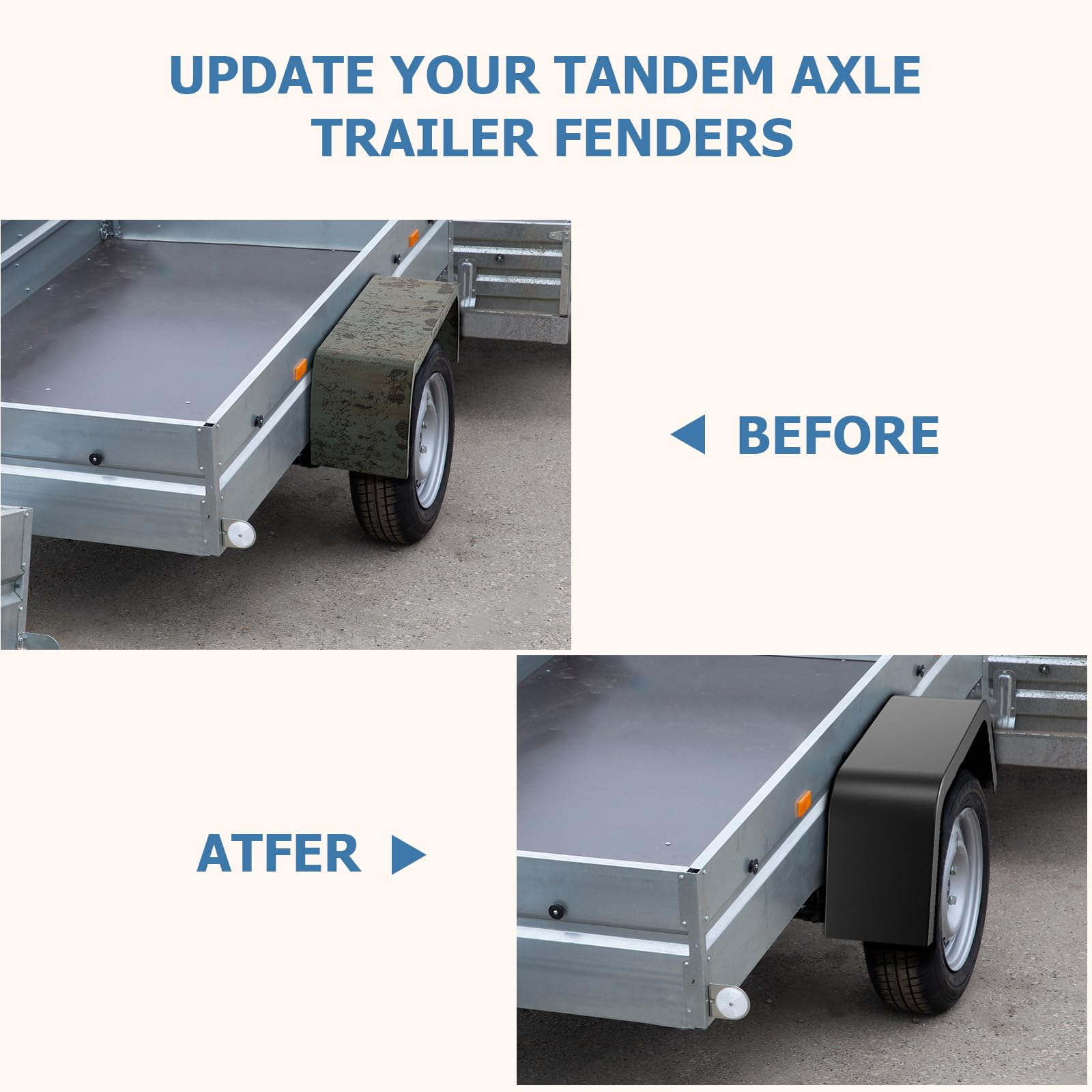GARVEE 2 Pack Heavy Duty Steel Diamond Plate Single Axle Trailer Fenders - Fits 14