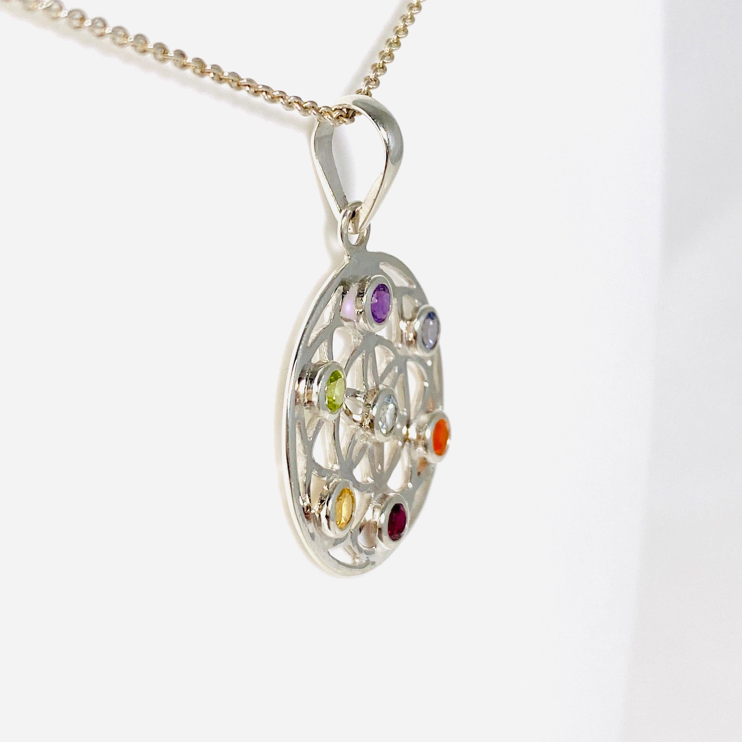 Chakra Healing Pendant PF729 - 7 Chakra Stone Necklace for Meditation, Yoga & Spiritual Balance | Perfect Gift for Energy Healing & Mindfulness