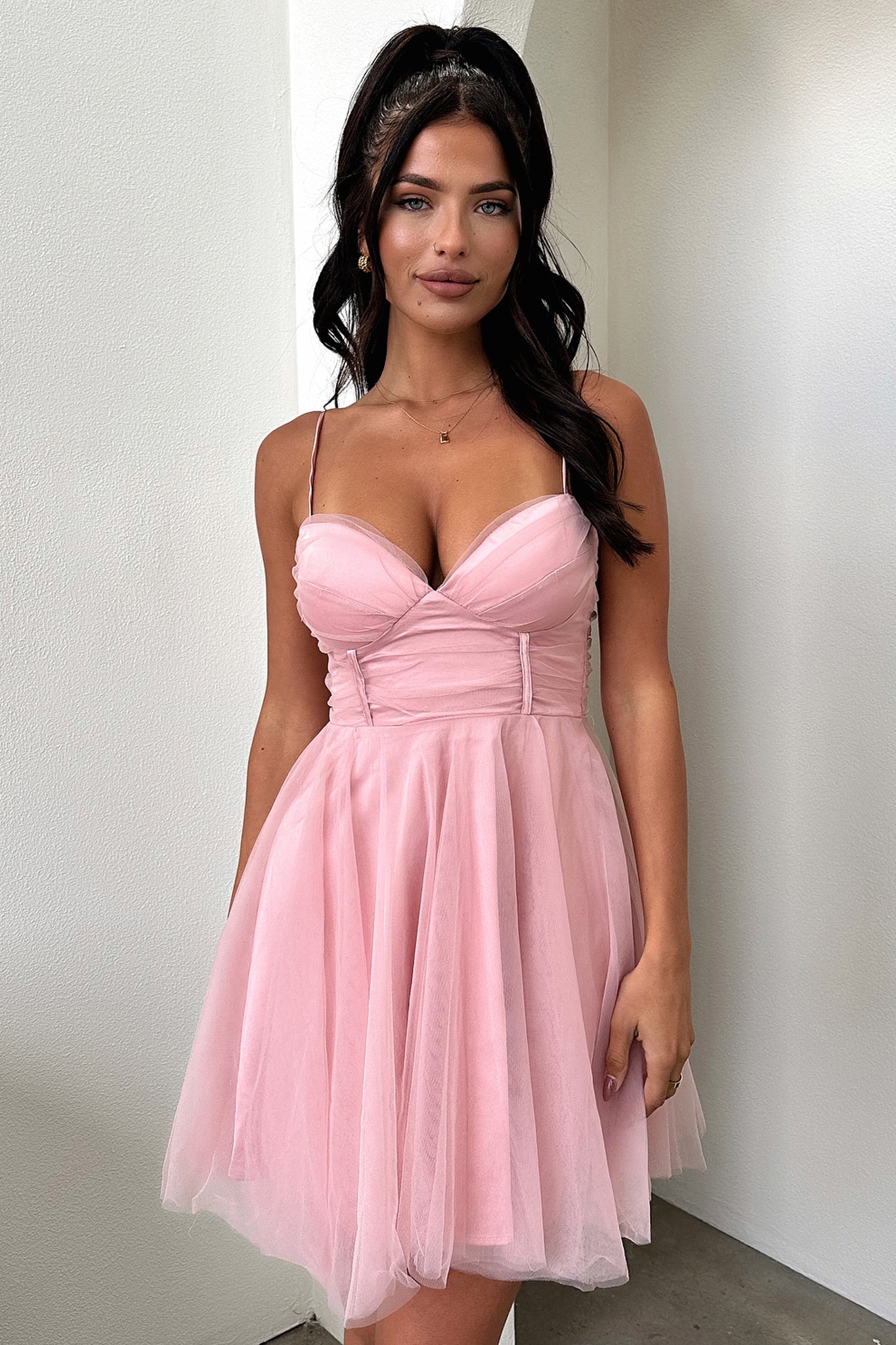Emilia Dress for Women - Flowy Pink Summer Dress with Short Sleeves | Perfect for Beach Vacation, Date Night & Casual Outings