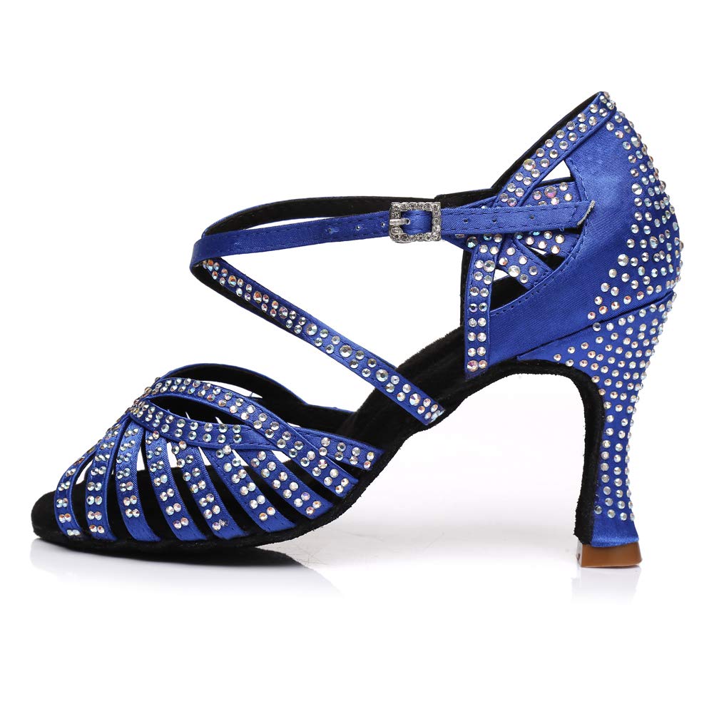 HROYL Women's Rhinestone Ballroom Dance Shoes - Latin Salsa Practice & Performance Shoes YCL380 | Perfect for Competition, Wedding, Party & Dance Classes