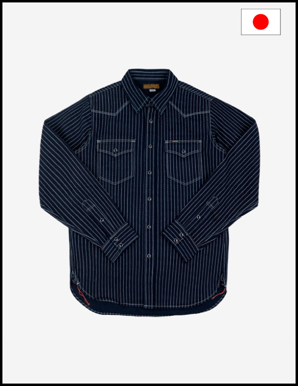 Iron Heart IHSH-62 12oz Wabash Western Shirt in Indigo - Vintage Denim Workwear for Men, Perfect for Casual Outfits & Outdoor Adventures
