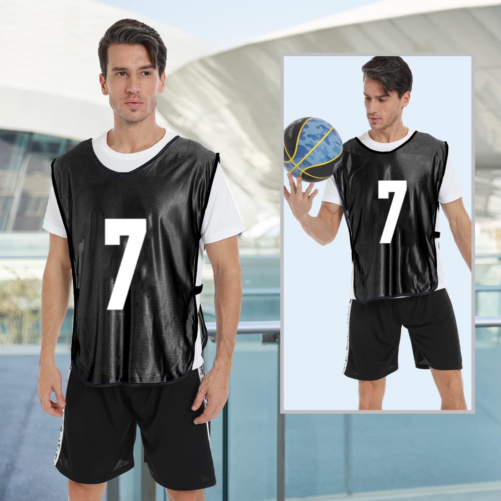 Scrimmage Training Vest 12 Pack - Reversible Soccer Pinnies for Adults & Youth with Numbers - Breathable Mesh Practice Bibs for Soccer, Basketball, Flag Football Team Sports - Perfect for Drills, Tournaments & School PE Classes