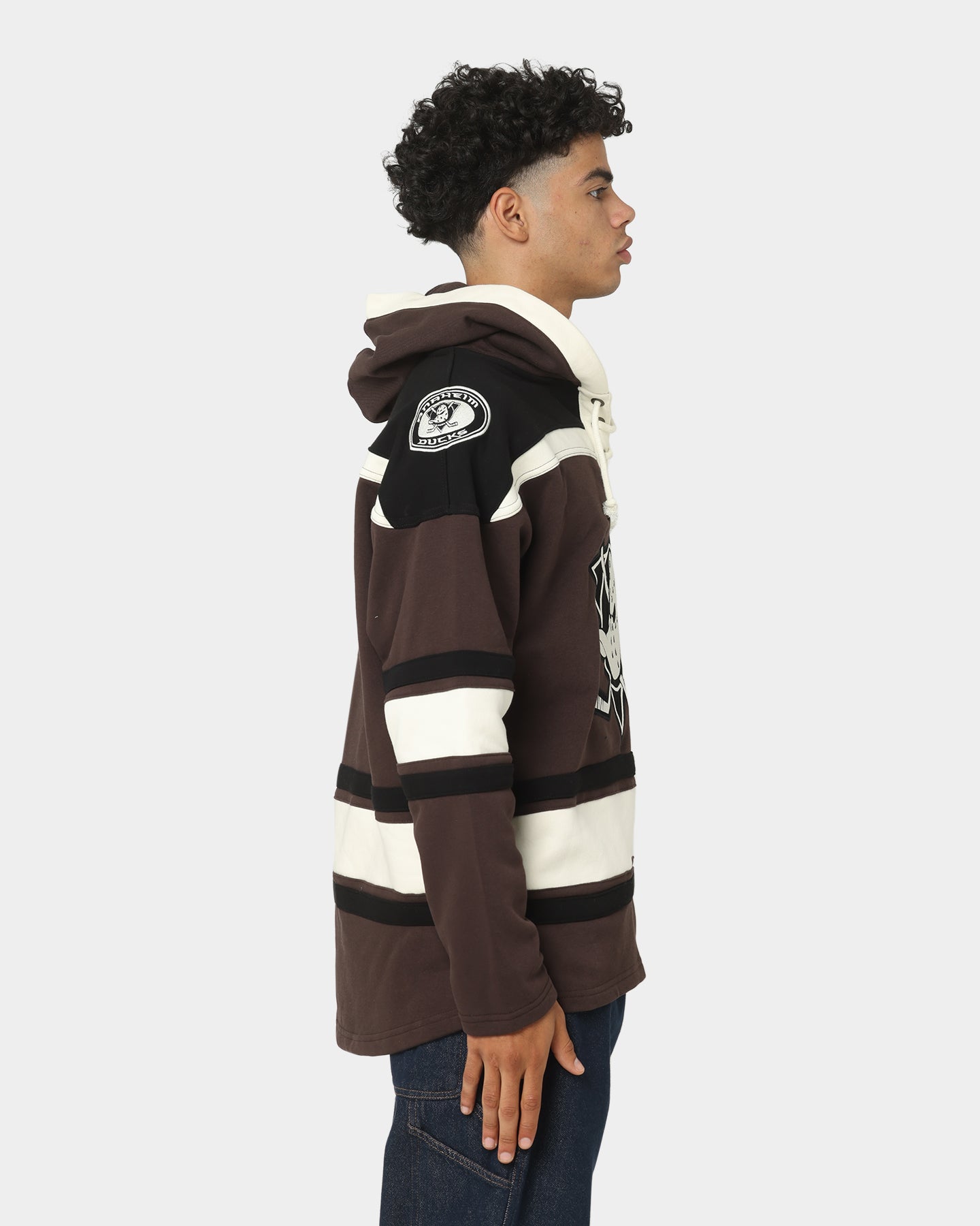 47 Brand Anaheim Ducks Superior Lacer Hoodie Brown - Men's Warm Zip-Up NHL Hockey Fan Hooded Sweatshirt for Game Day & Outdoor Activities