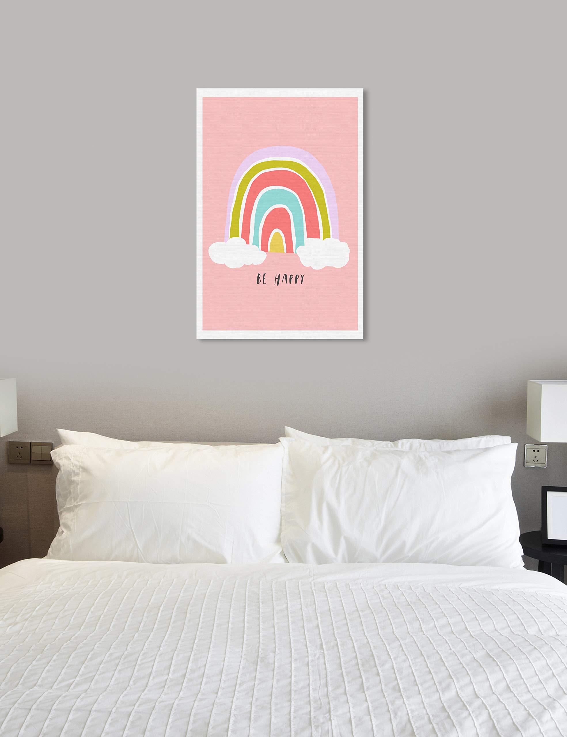 Oliver Gal Artist Co. 'Be Happy Rainbow' Typography Wall Art Canvas Print - 30