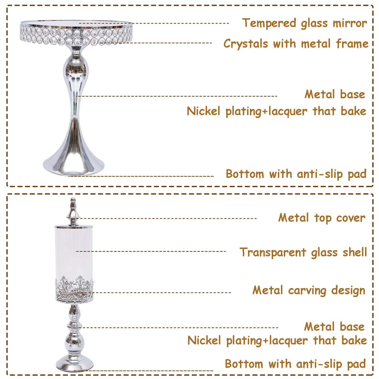 11-Piece Crystal Cupcake Stand Set - Silver Metal Dessert Display Holder for Birthday, Wedding & Party Decorations | Perfect for Displaying Cakes, Cupcakes, and Treats at Special Events