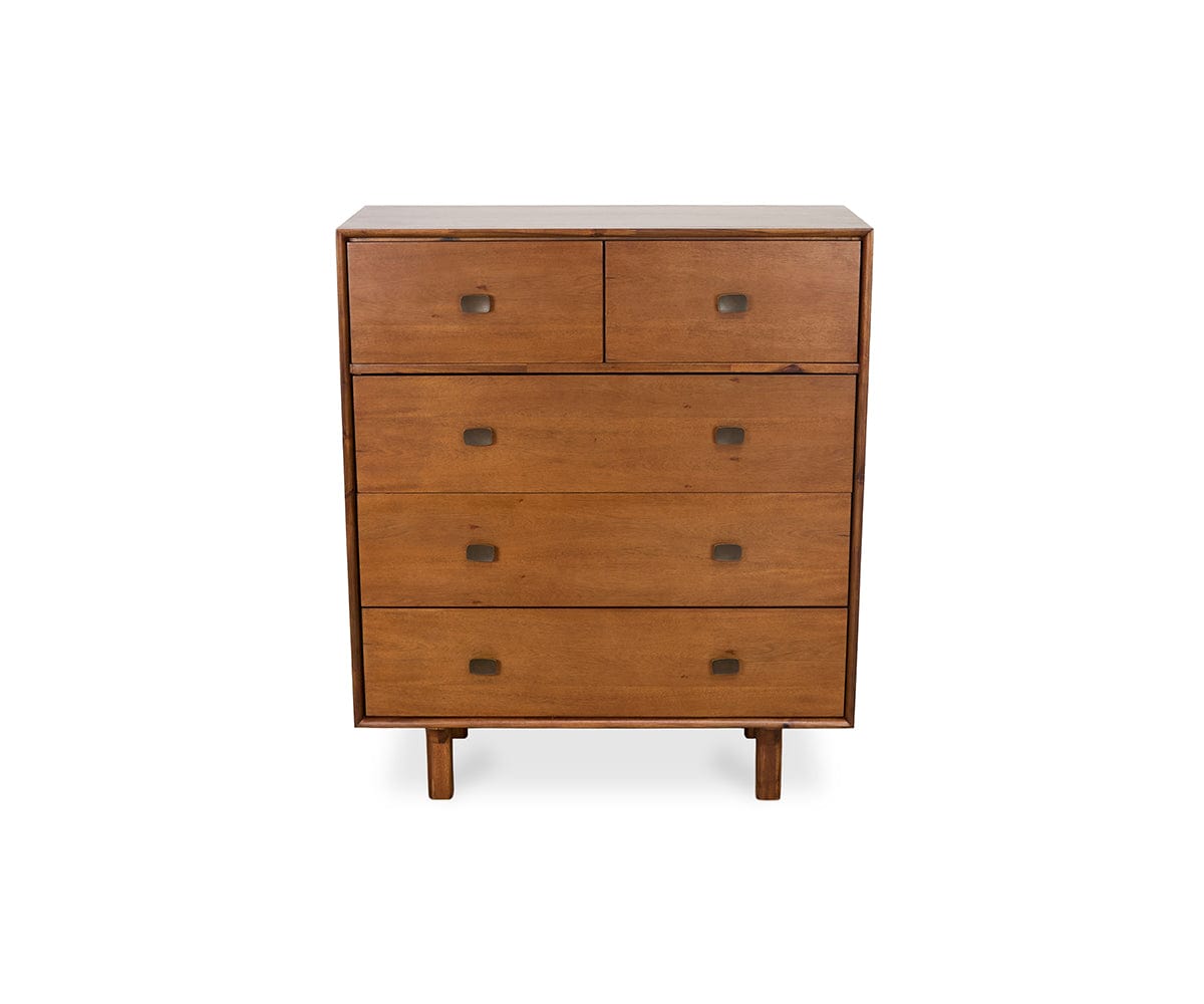 Levi High Chest Dresser - 5-Drawer Solid Wood Storage for Bedroom & Closet Organization | Perfect for Home, Office & Dorm Room Furniture