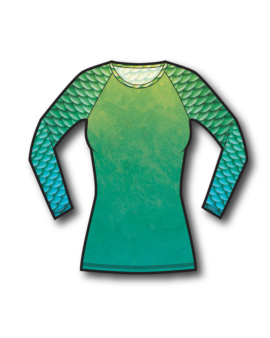 Peridot Mermaid Rash Guard for Women - UPF 50+ Sun Protection Swim Shirt - Perfect for Swimming, Surfing, and Beach Activities