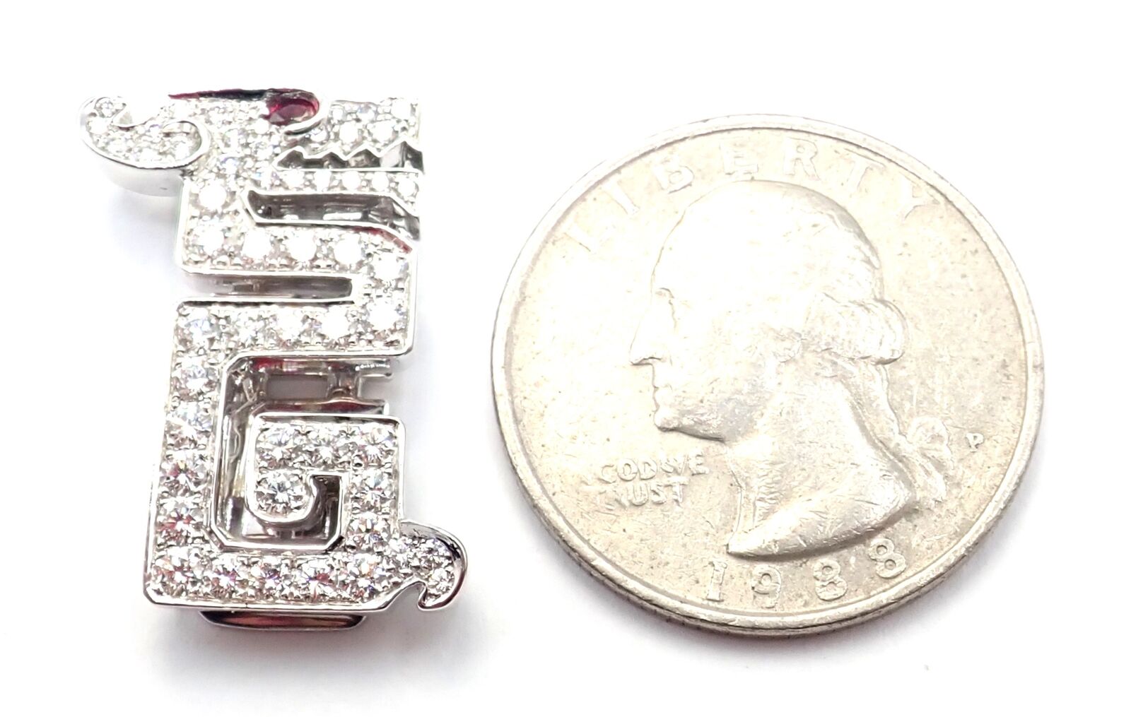 Authentic Cartier Le Baiser Du Dragon 18k White Gold Diamond Ruby Brooch Pin - Luxury Jewelry Gift for Women, Perfect for Weddings, Anniversaries & Special Occasions