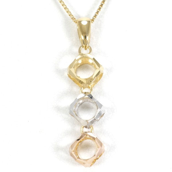 18K Yellow Gold, White Gold & Pink Gold Necklace - 45cm Elegant Chain for Women | Perfect for Weddings, Parties & Everyday Wear