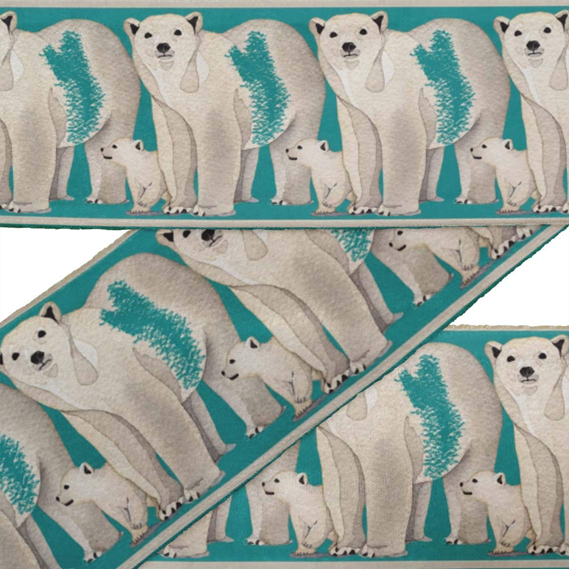 Green Polar Bear Animal Print Velvet Ribbon Trim - 9 Yards, 3 Inches Wide for Sewing & Crafts - Perfect for DIY Projects, Costume Accessories, Gift Wrapping & Home Decor
