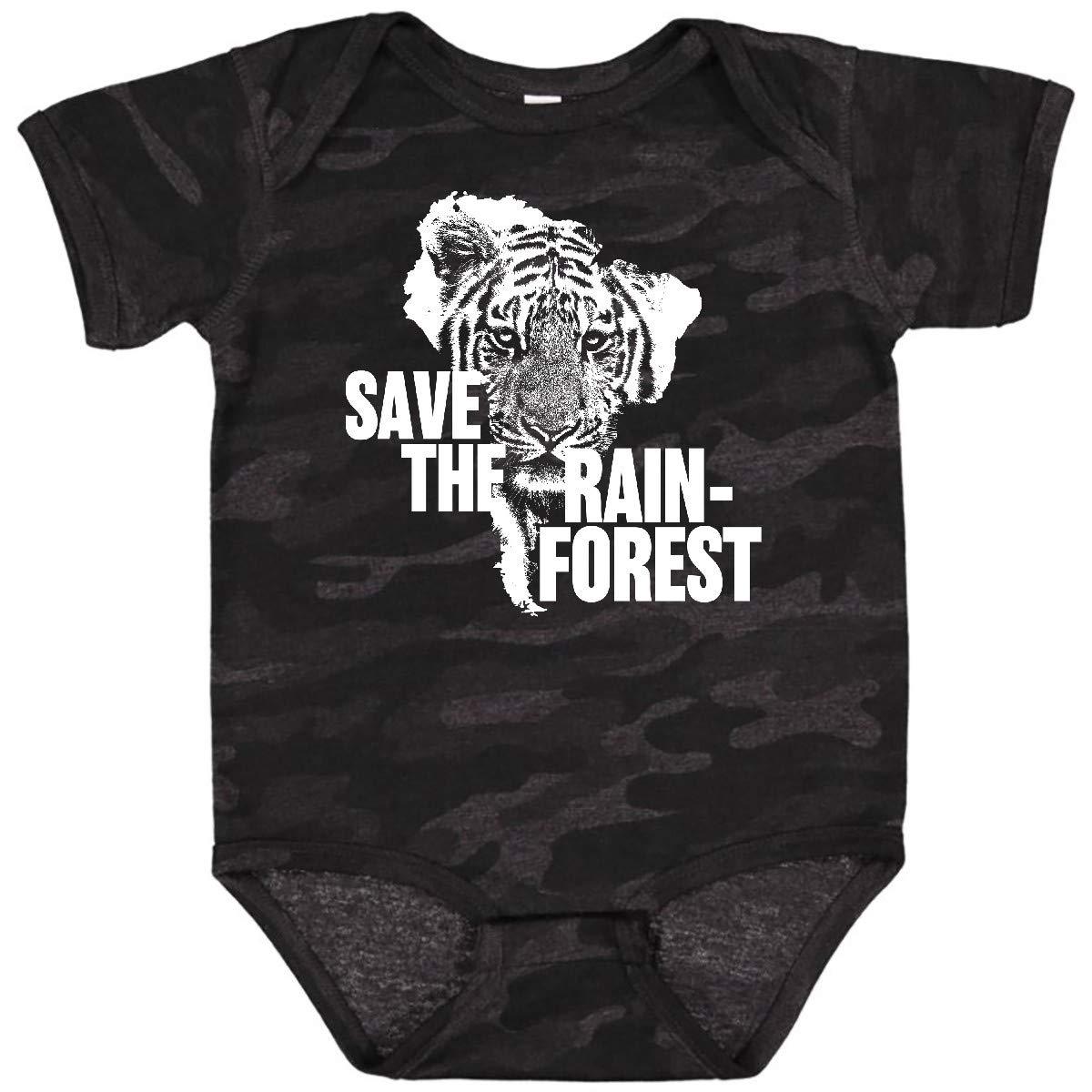 Inktastic Save the Rainforest Tiger with South America Silhouette Baby Bodysuit - Cute Eco-Friendly Organic Cotton Onesie for Newborns & Infants - Perfect for Earth Day, Wildlife Conservation Events & Nature-Themed Baby Showers